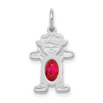 Load image into Gallery viewer, 14K White Gold Girl 6x4 Oval Genuine Ruby-July Birthstone Charm Pendant
