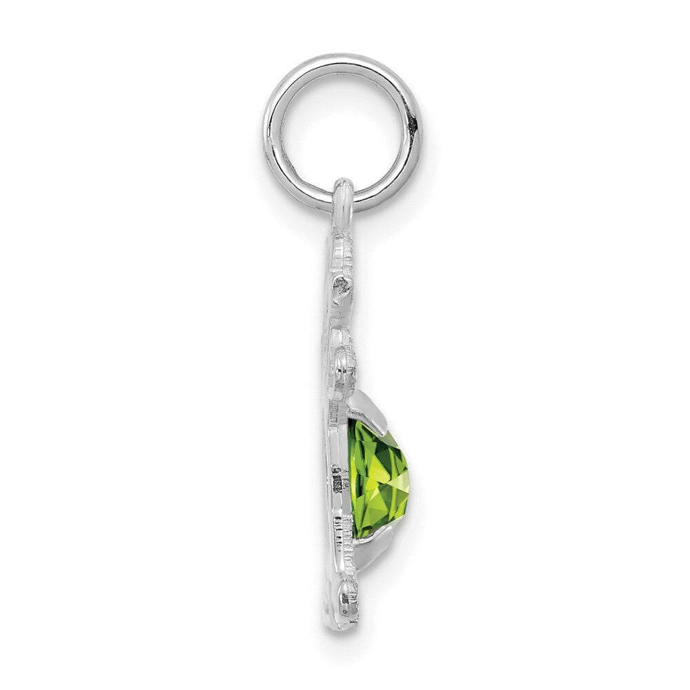 14K White Gold Girl 6x4 Oval Genuine Peridot-August Birthstone Charm Pendant
