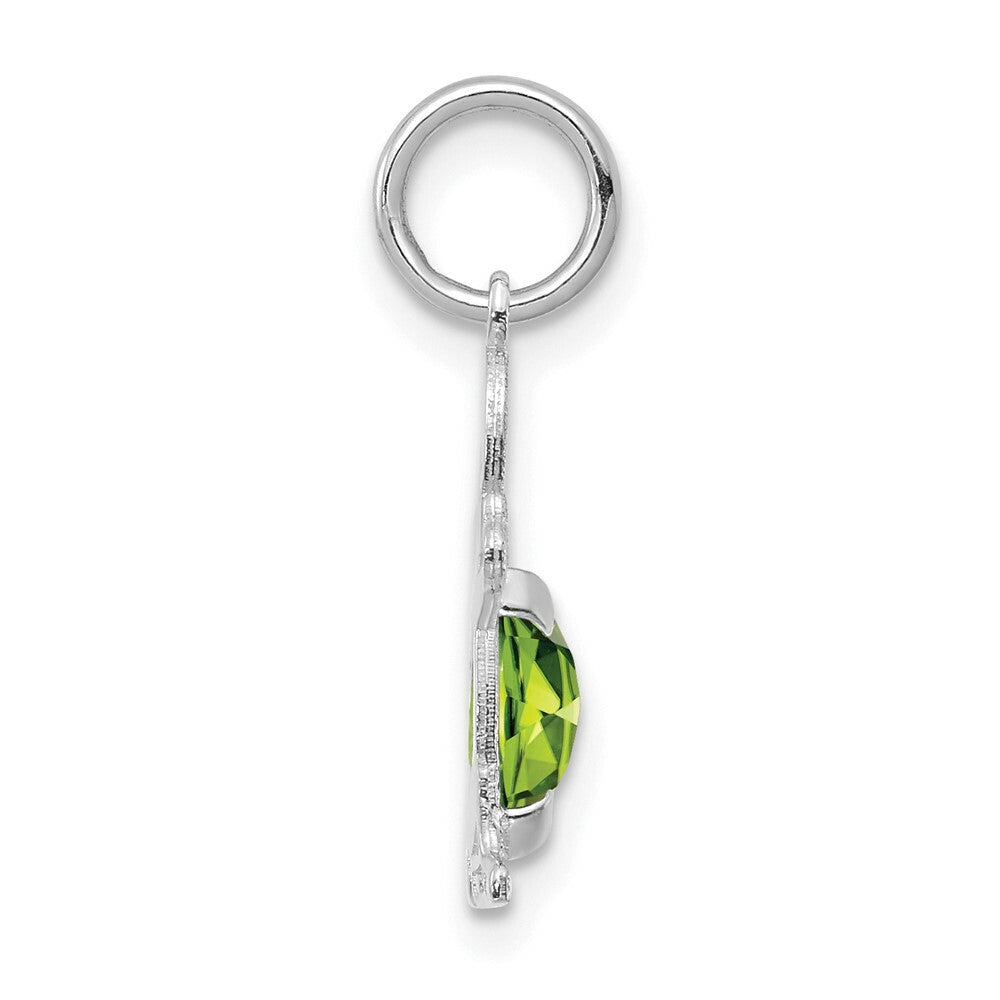 14K White Gold Boy 6x4 Oval Genuine Peridot-August Birthstone Charm Pendant