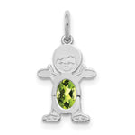 Load image into Gallery viewer, 14K White Gold Boy 6x4 Oval Genuine Peridot-August Birthstone Charm Pendant
