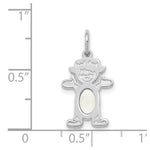 Load image into Gallery viewer, 14K White Gold Girl 6x4 Oval Genuine Opal-October Birthstone Charm Pendant
