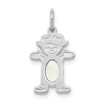 Load image into Gallery viewer, 14K White Gold Girl 6x4 Oval Genuine Opal-October Birthstone Charm Pendant
