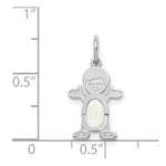 Load image into Gallery viewer, 14K White Gold Boy 6x4 Oval Genuine Opal-October Birthstone Charm Pendant
