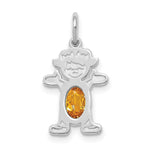 Load image into Gallery viewer, 14K White Gold Girl 6x4 Oval Genuine Citrine-November Birthstone Charm Pendant
