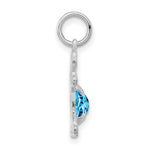 Load image into Gallery viewer, 14K White Gold Girl 6x4 Oval Genuine Blue Topaz-December Birthstone Charm Pendant
