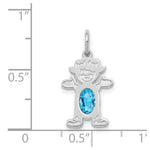 Load image into Gallery viewer, 14K White Gold Girl 6x4 Oval Genuine Blue Topaz-December Birthstone Charm Pendant
