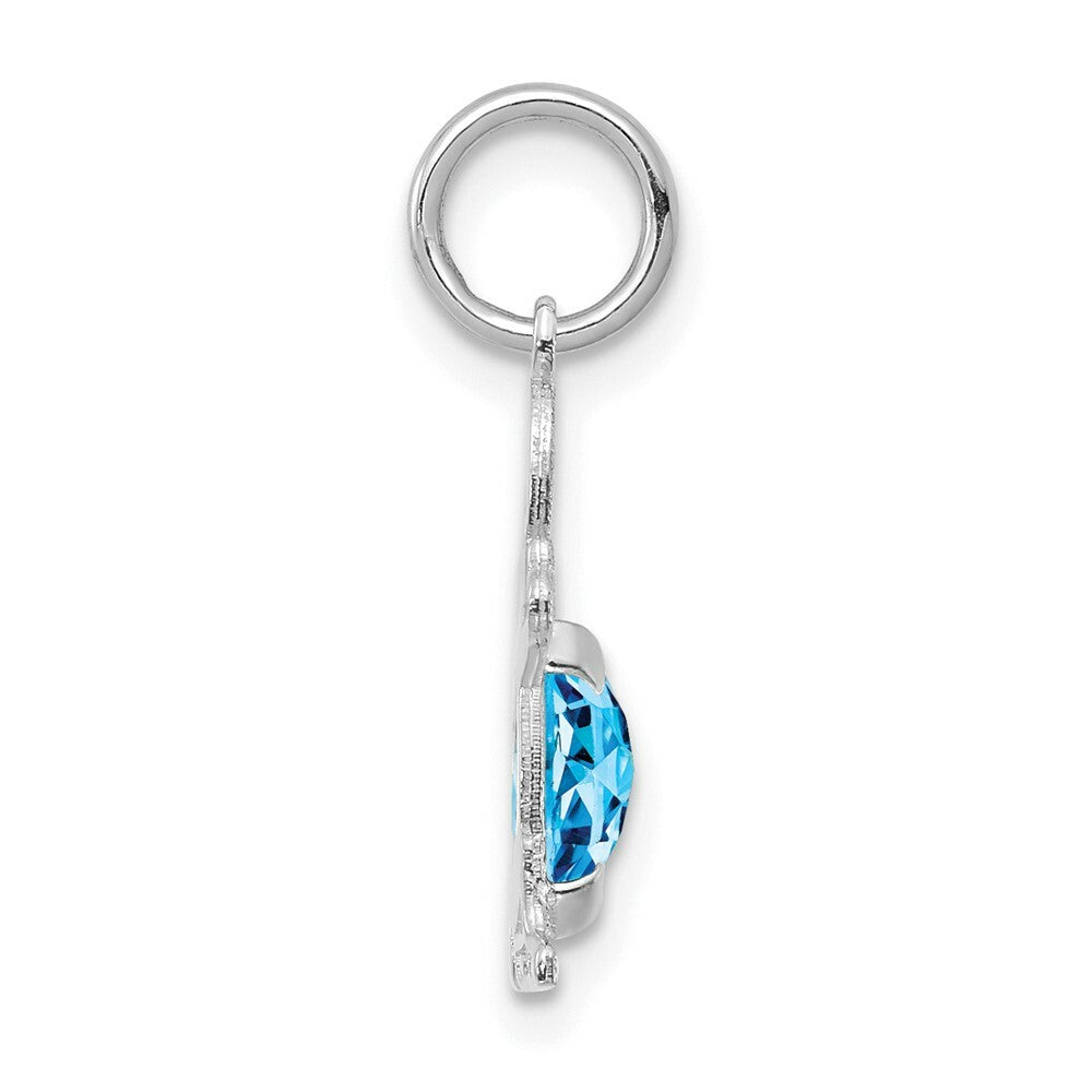 14K White Gold Boy 6x4 Oval Genuine Blue Topaz-December Birthstone Charm Pendant