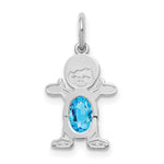 Load image into Gallery viewer, 14K White Gold Boy 6x4 Oval Genuine Blue Topaz-December Birthstone Charm Pendant
