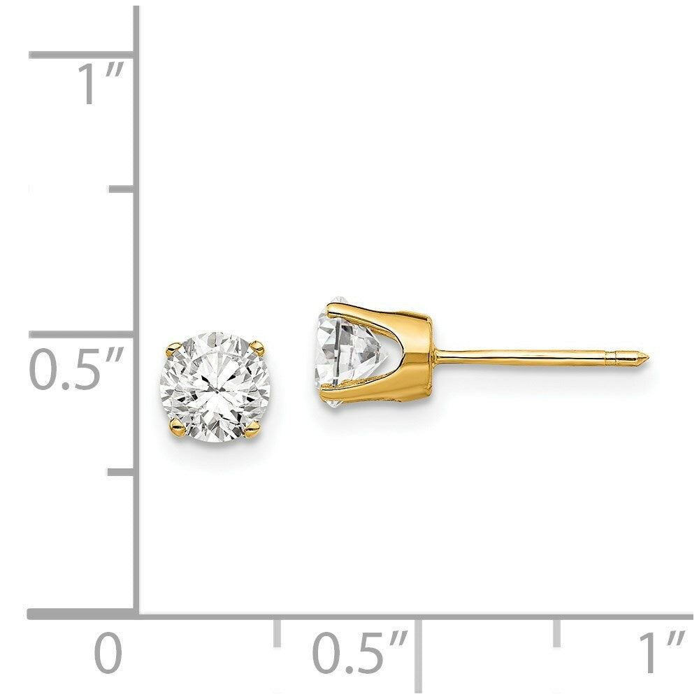 14K Yellow Gold 5mm CZ stud earrings