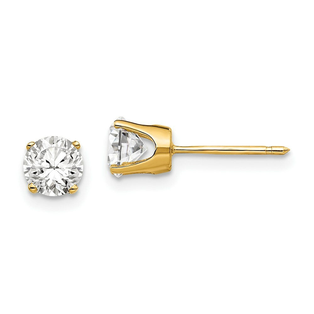 14K Yellow Gold 5mm CZ stud earrings