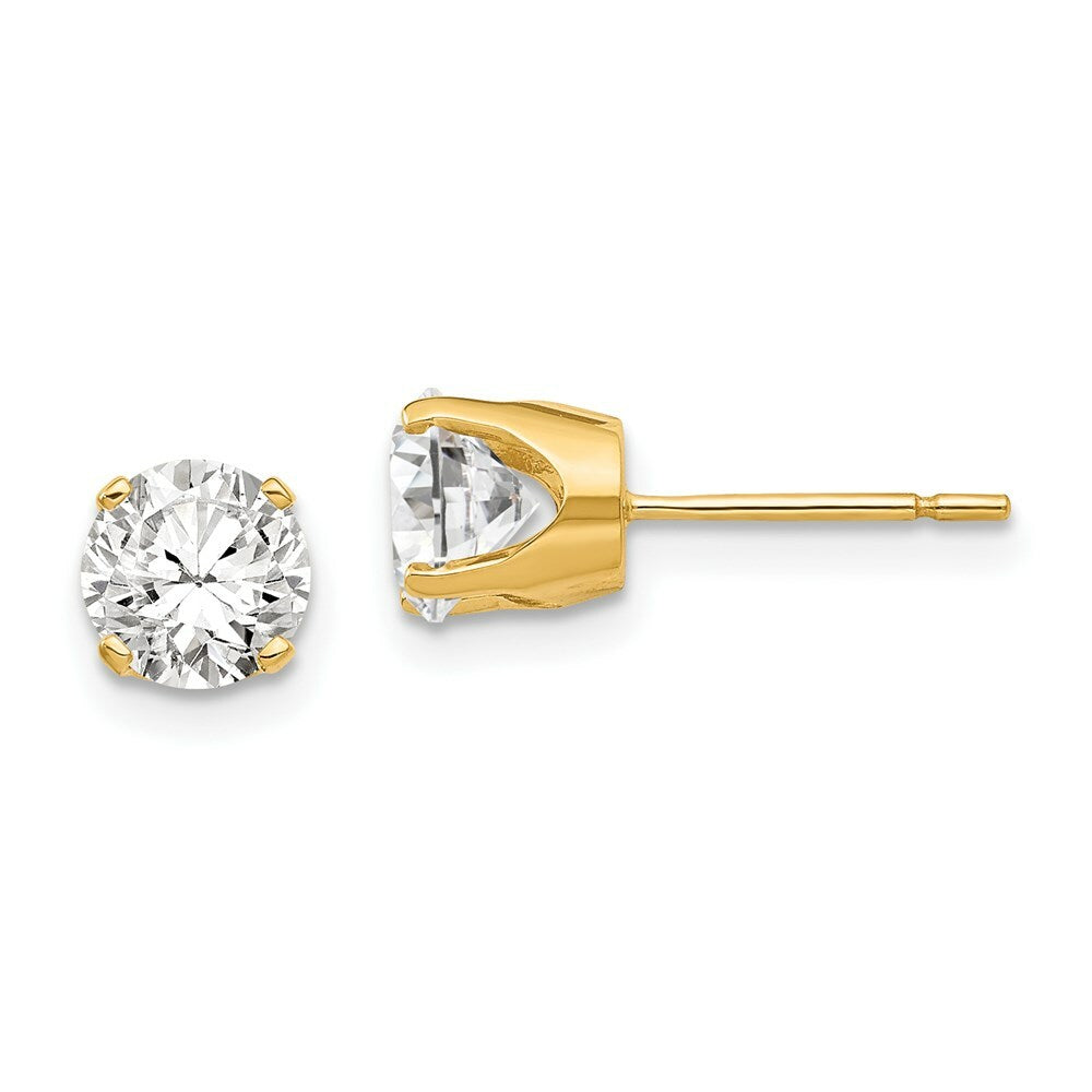 14K Yellow Gold 5.75mm CZ stud earrings