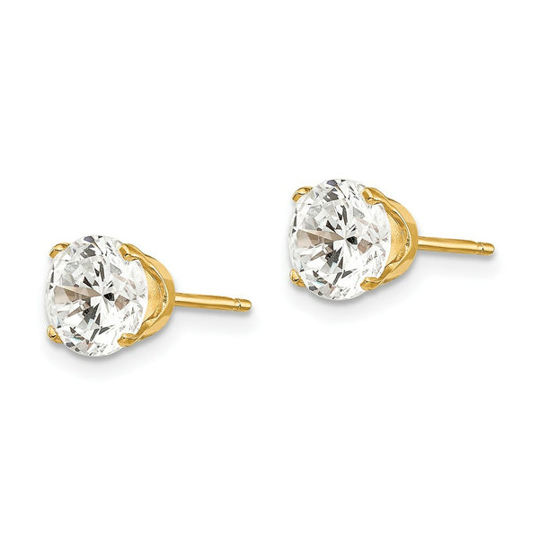 14K Yellow Gold 6.5mm CZ stud earrings