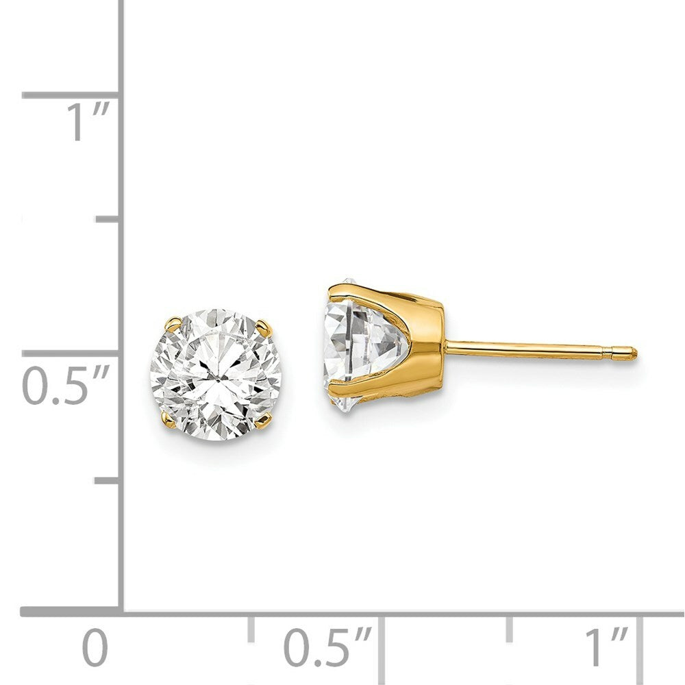 14K Yellow Gold 6.5mm CZ stud earrings
