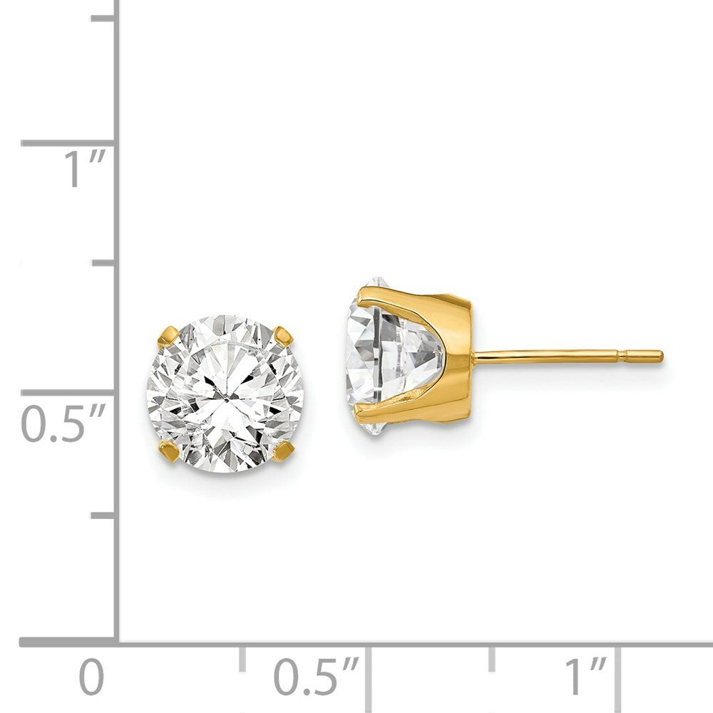 14K Yellow Gold 8mm CZ stud earrings