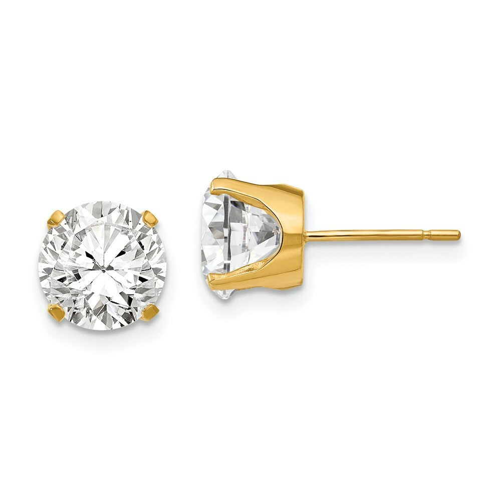 14K Yellow Gold 8mm CZ stud earrings