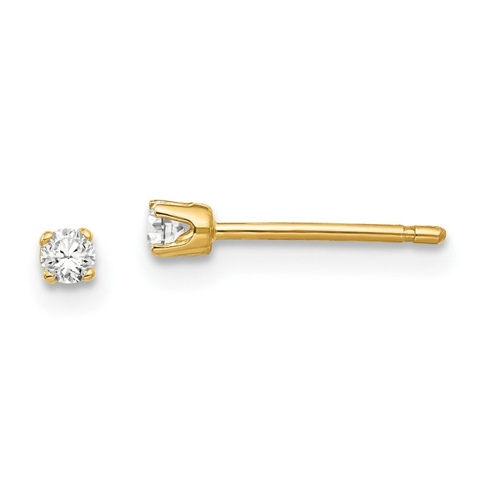 14K Yellow Gold 2.25mm CZ stud earrings