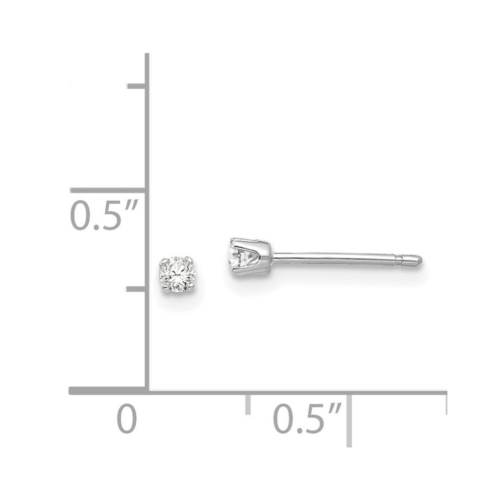 14k White Gold 2.25mm CZ stud earrings