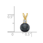 Load image into Gallery viewer, 14k Yellow Gold 6mm Black Freshwater Cultured Pearl AA Diamond Pendant
