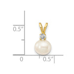 Load image into Gallery viewer, 14k Yellow Gold 6mm White Freshwater Cultured Pearl AA Diamond Pendant
