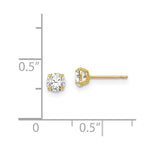 Load image into Gallery viewer, 14K Yellow Gold 4mm Round CZ Post Earrings
