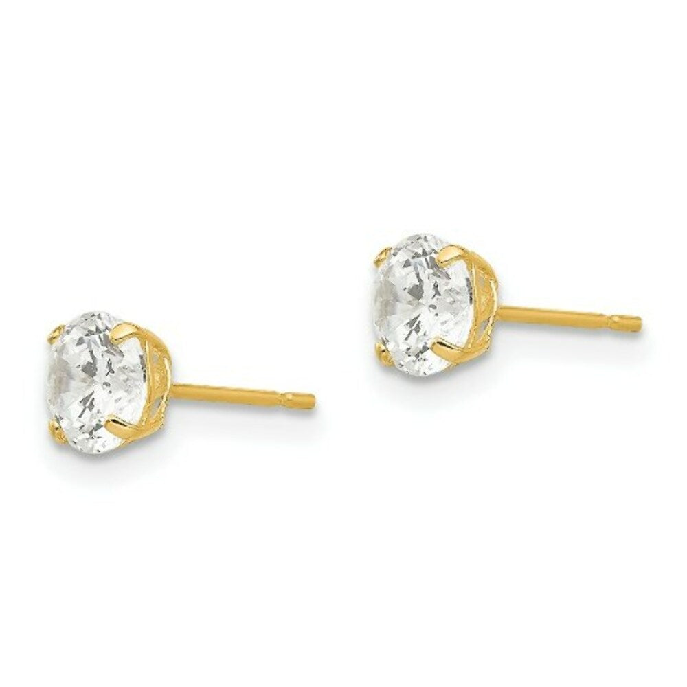 14K Yellow Gold 5mm Round CZ Post Earrings