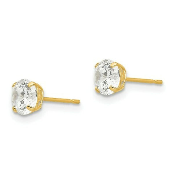 14K Yellow Gold 5mm Round CZ Post Earrings