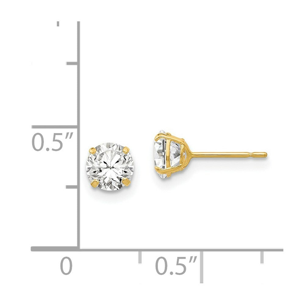 14K Yellow Gold 5mm Round CZ Post Earrings