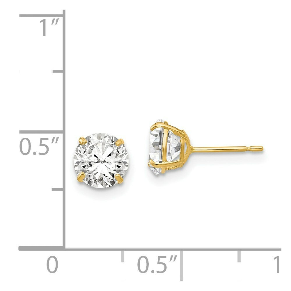 14K Yellow Gold 6mm Round CZ Post Earrings