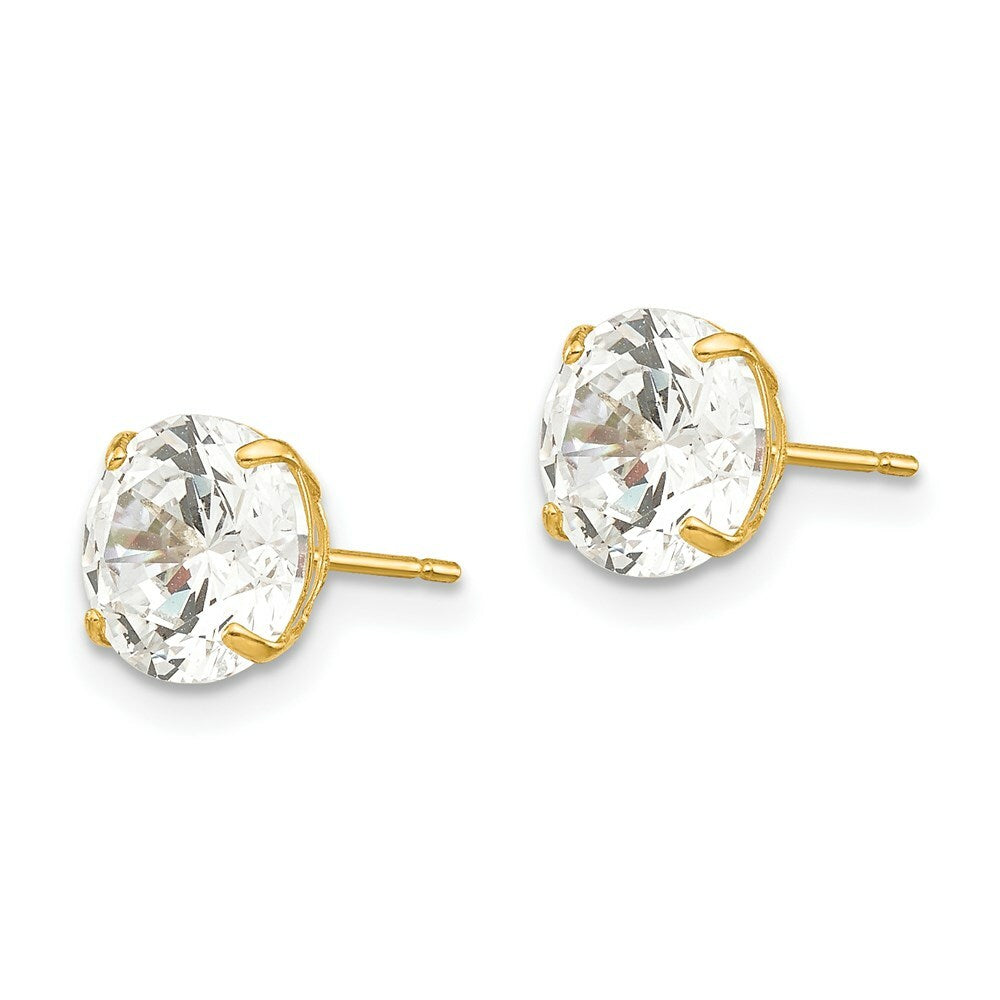 14K Yellow Gold 7mm Round CZ Post Earrings