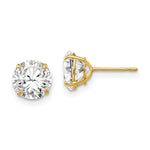Load image into Gallery viewer, 14K Yellow Gold 7mm Round CZ Post Earrings

