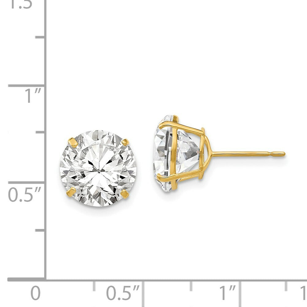 14K Yellow Gold 10mm Round CZ Post Earrings