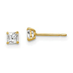 Load image into Gallery viewer, 14K Yellow Gold 3mm Square CZ Post Earrings
