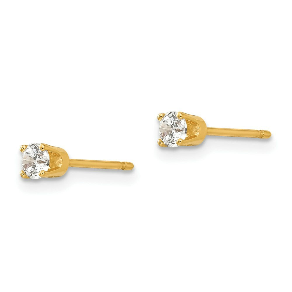14K Yellow Gold 3mm CZ stud earrings