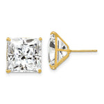 Load image into Gallery viewer, 14K Yellow Gold 12mm Square CZ Post Earrings
