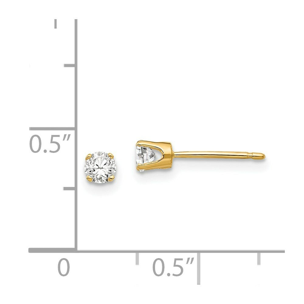14K Yellow Gold 3.25mm Cubic Zirconia stud earring