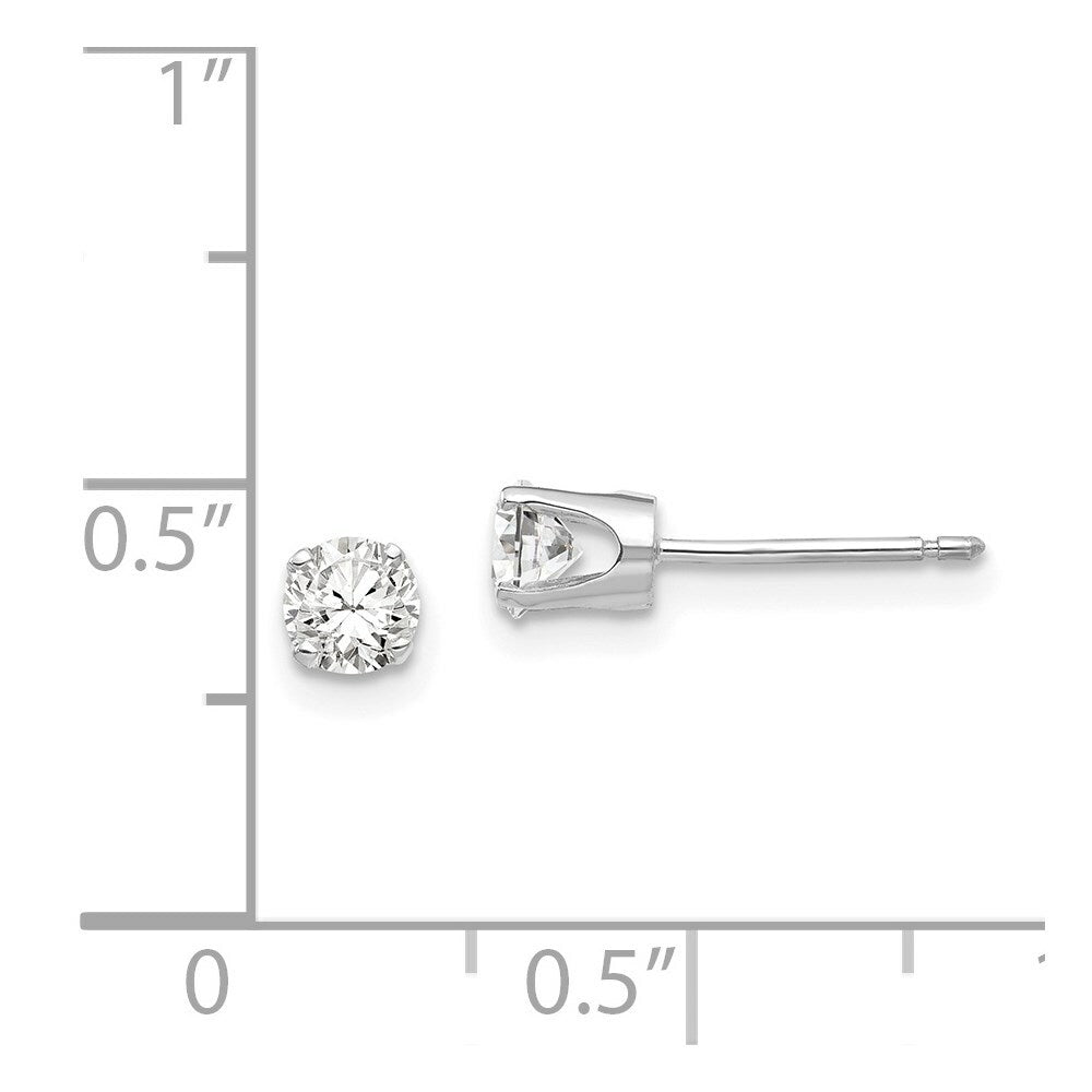 14k White Gold 4mm CZ stud earrings