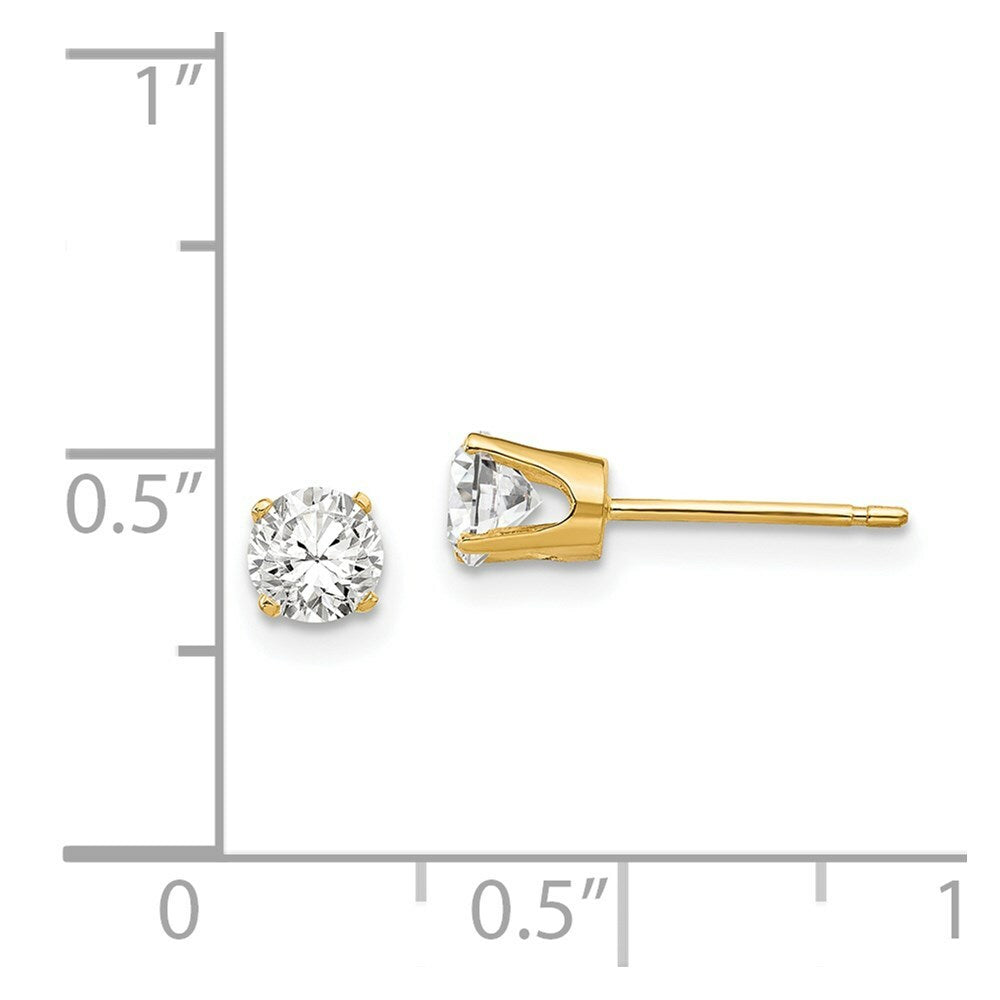 14K Yellow Gold 4.25mm CZ stud earrings