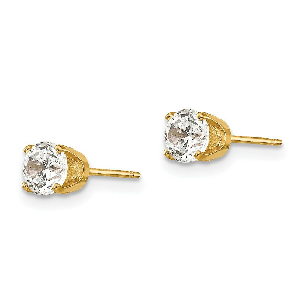 14K Yellow Gold 4.5mm CZ stud earrings