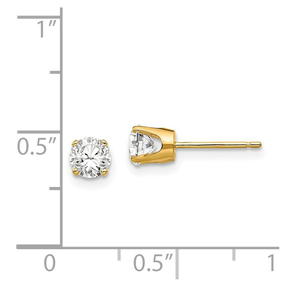 14K Yellow Gold 4.5mm CZ stud earrings