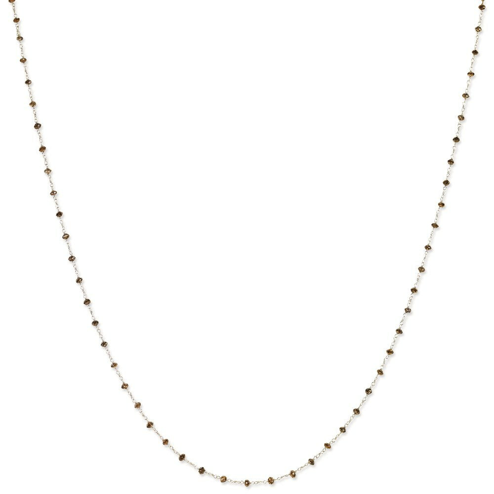 14k White Gold Coffee Brown Diamond Briolette Necklace  length: 20 inches
