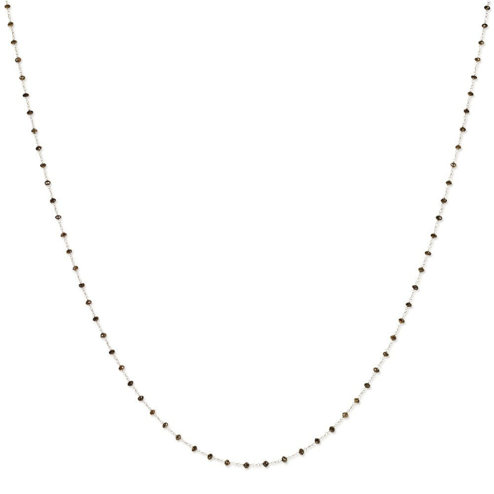 14k White Gold Coffee Brown Diamond Briolette Necklace  length: 24 inches