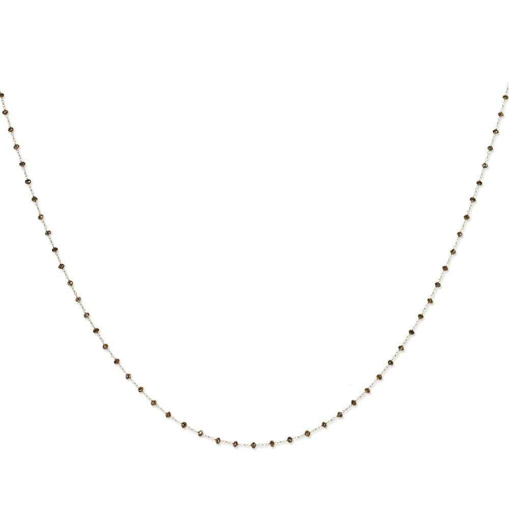 14k White Gold Coffee Brown Diamond Briolette Necklace  length: 36 inches