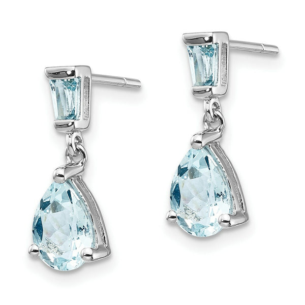 14k White Gold Aquamarine Dangle Earrings, 1.2-Carat Gemweight