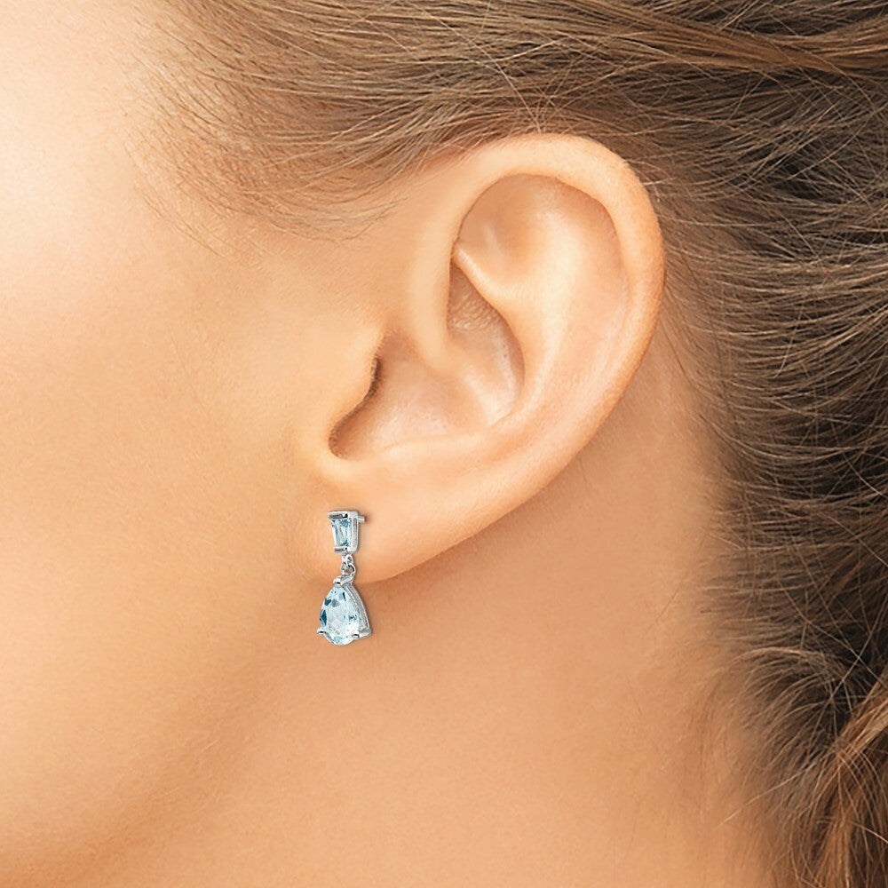 14k White Gold Aquamarine Dangle Earrings, 1.2-Carat Gemweight