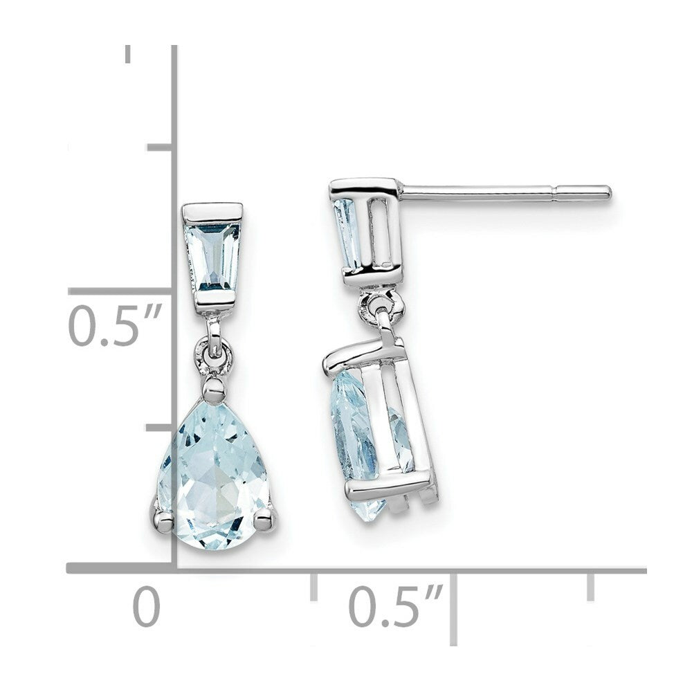14k White Gold Aquamarine Dangle Earrings, 1.2-Carat Gemweight