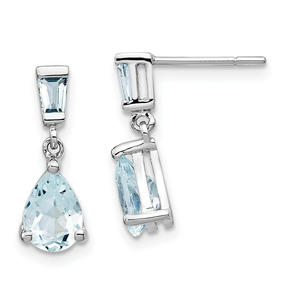 14k White Gold Aquamarine Dangle Earrings, 1.2-Carat Gemweight