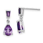 Load image into Gallery viewer, 14K White Gold Amethyst Dangle Post Earrings
