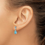 Load image into Gallery viewer, 14K White Gold Blue Topaz Dangle Post Earrings
