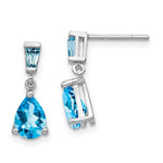 Load image into Gallery viewer, 14K White Gold Blue Topaz Dangle Post Earrings
