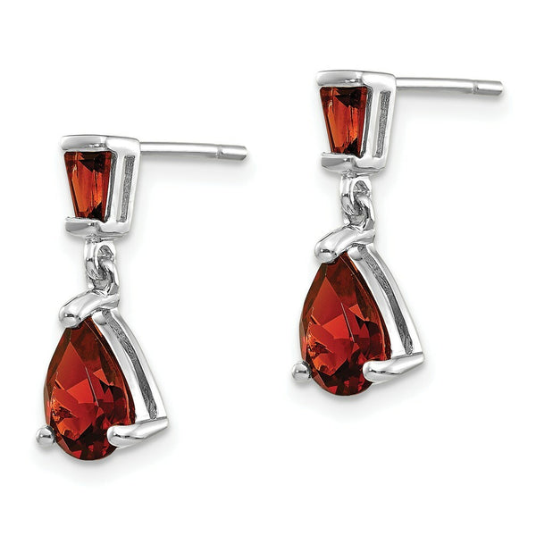 14k White Gold Garnet Dangle Post Earrings, 1.54-Carat Gemweight